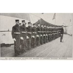 Navy Ship Postcard Marine Guard On Board US Warship Naval 1907 Ser 5045 Unused